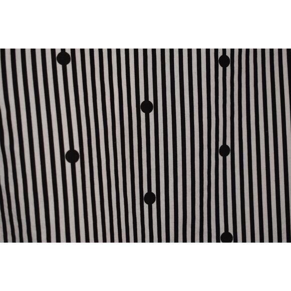 TALBOTS $78 Black White Stripe Polka Dot Cotton Poplin Tunic Top PM - Picture 3 of 4